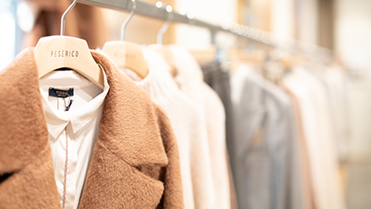 Clothes and jackets on hangers