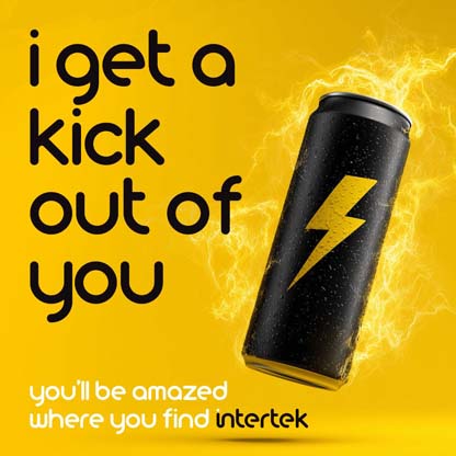 An aluminum can with a yellow lightning bolt illustration on it